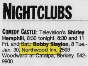 Northwood Inn - Jan 21 1988 Comedy Club Ad